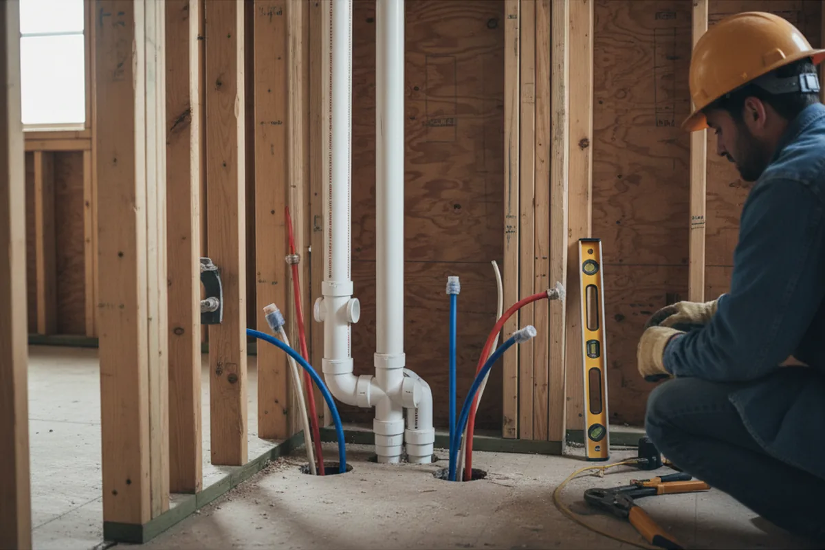 Drain and supply rough-in during Sump Pump Repair in Lewisburg